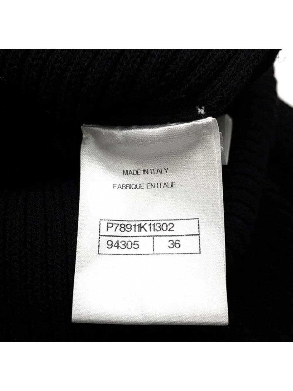 Chanel Dress Knit Long CC Logo Virgin Wool Sleeve Black